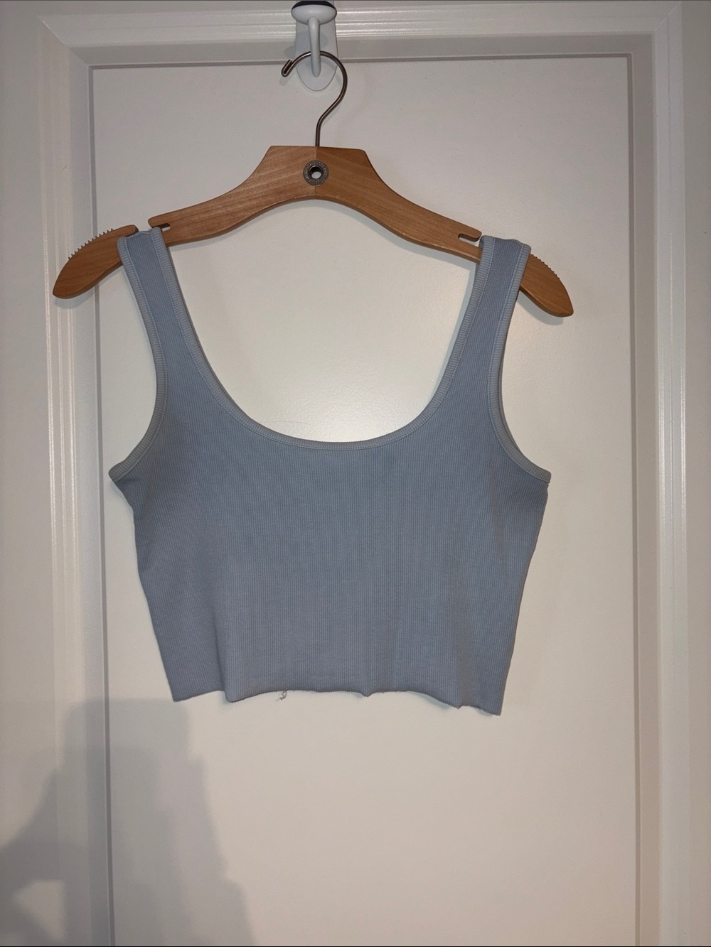 Cotton On Sky Blue Ribbed Scoop Crop Tank
